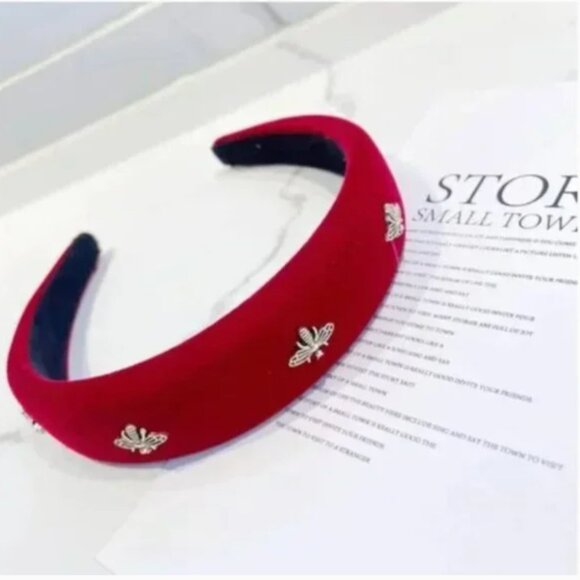 ⭐️❤️ FREE Bug Bee Velvet Hipster Hippie Chic Modern Minimalist Girly Headband - Picture 3 of 3